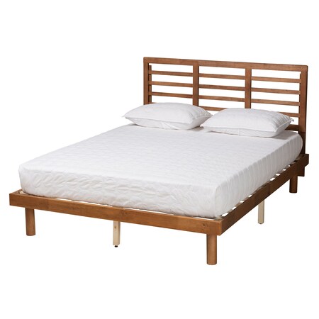 Baxton Studio Lucine Mid-Century Modern Ash Walnut Finished Wood Full Size Platform Bed 230-9422-11887-ZORO
